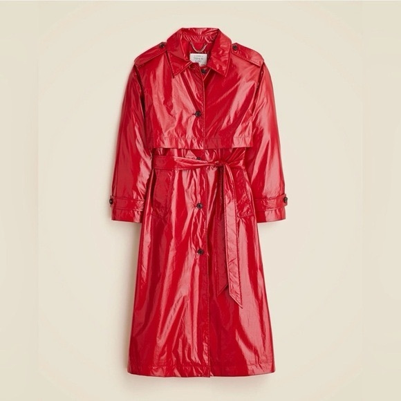 J. Crew Jackets & Blazers - J. Crew Rain-or-shine trench in Red Patent